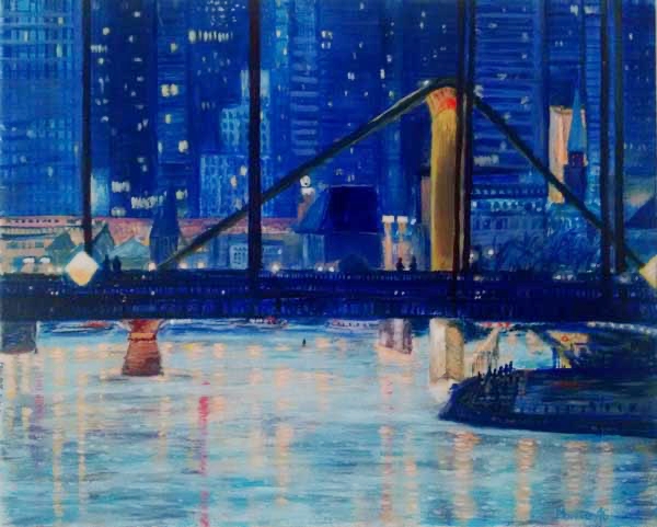 Flößerbrücke Frankfurt Ölgemälde Martyna Faupel