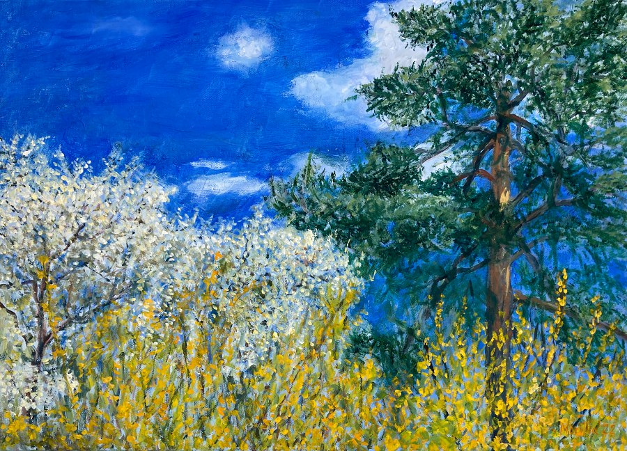 Frühling Obstbäume Kiefer | Ölgemälde Martyna Faupel
