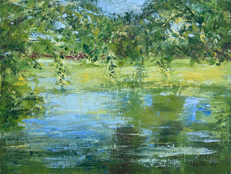 Wasserspiegelung Palmengarten Frankfurt Ölgemälde Martyna Faupel